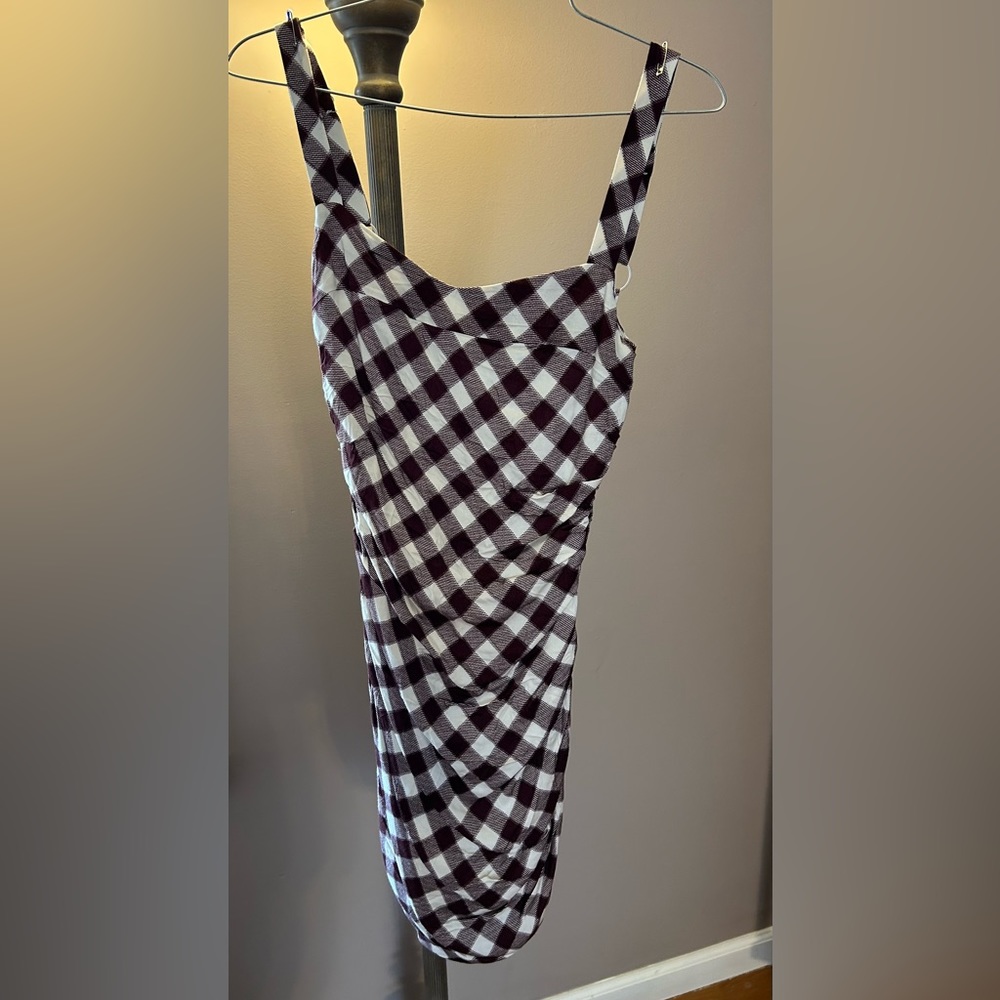Urban Outfitters brown and cream checked dress - size XS - NEW